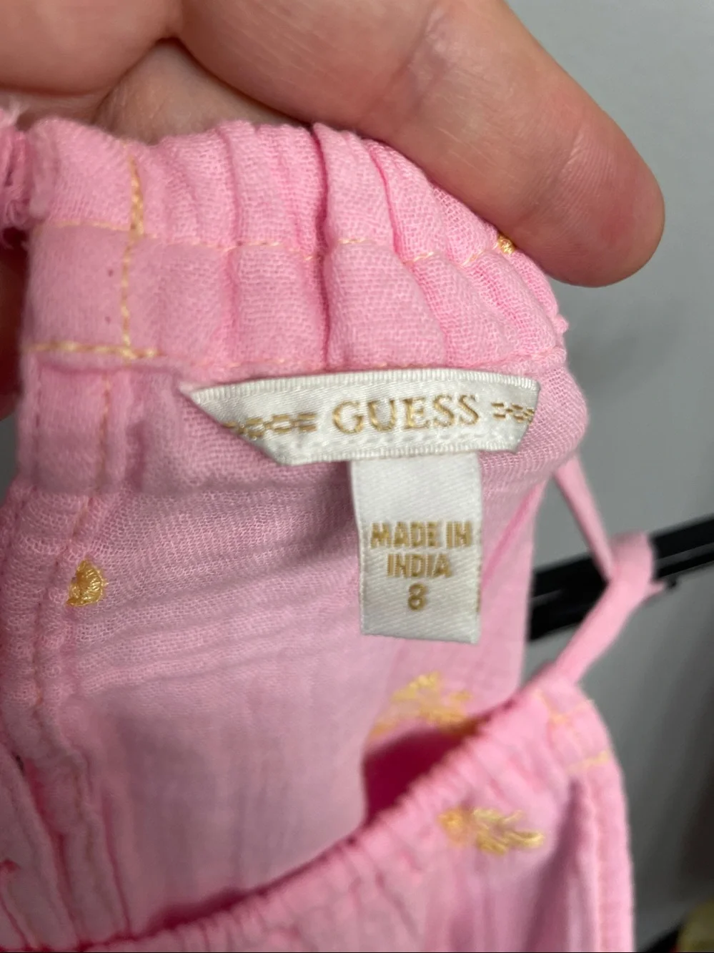 NWT GUESS Kids Pink Bonded Gauze Tiered Dress Size 8